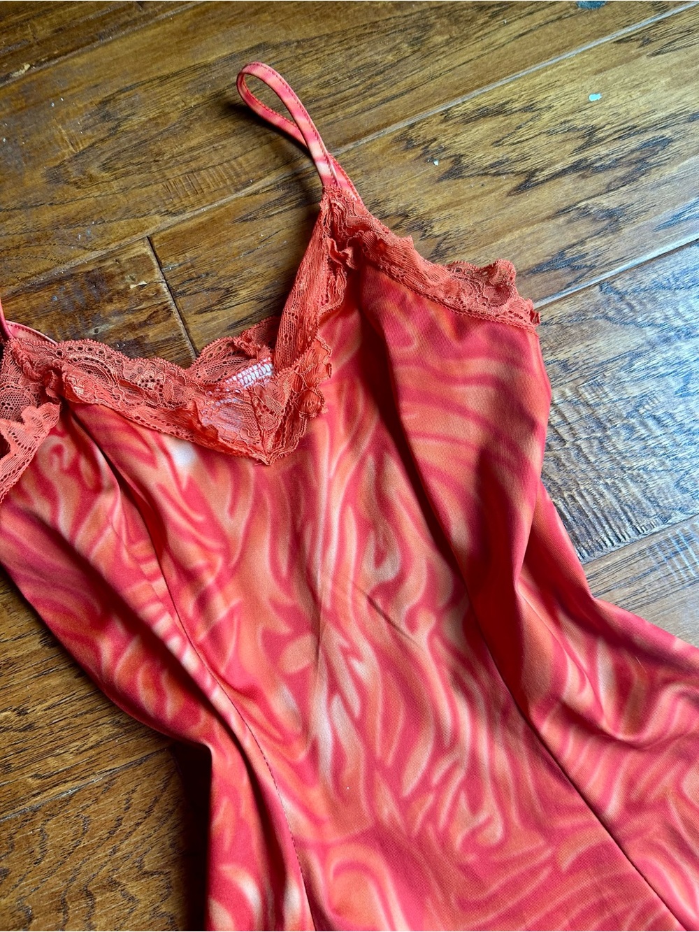 Women's Orange Lace-Trim Slip Dress - Picture 4 of 7
